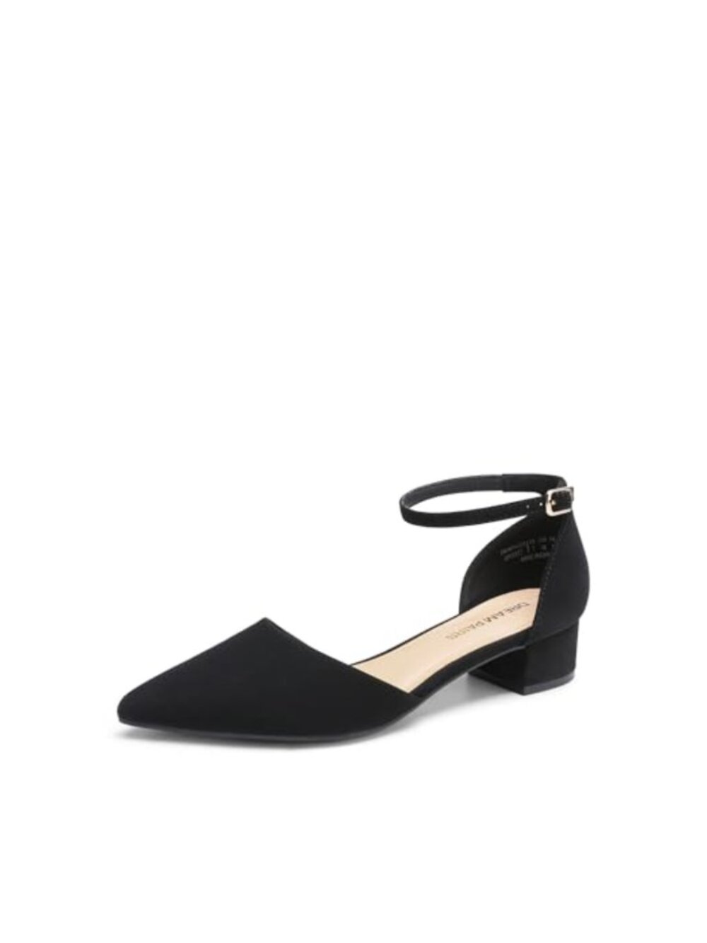 Women's Closed Toe Block Heel Pumps Faux Leather Pointed Toe Ankle Strap